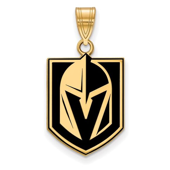 SS 14k Yellow Gold Plated NHL Vegas Golden Knights LG Enamel Pendant
